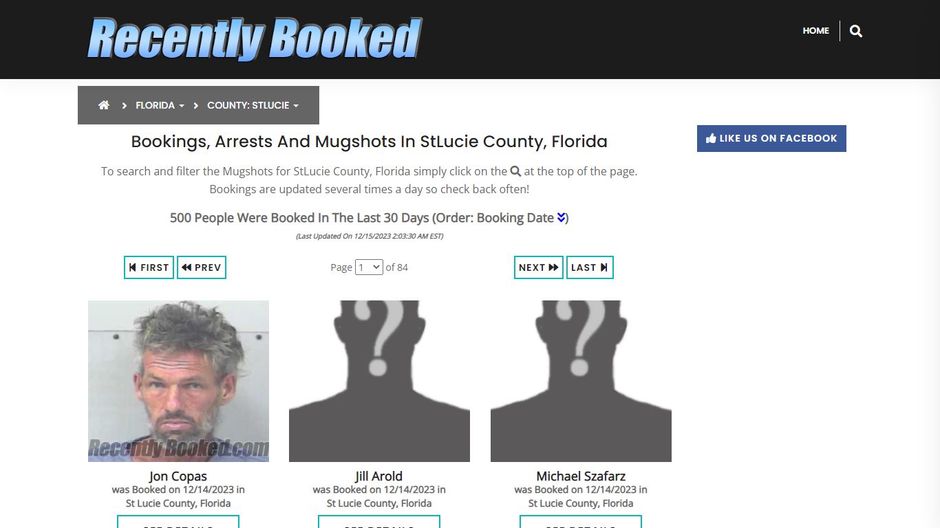 Recent bookings, Arrests, Mugshots in StLucie County, Florida